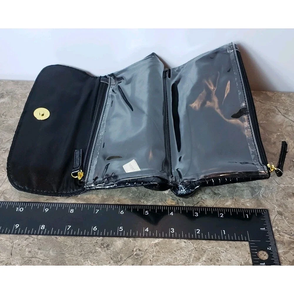 Femme Couture Tm Black Faux Make-Up Bag Dual Insided Clear 8 x 11 PN 827943 !!